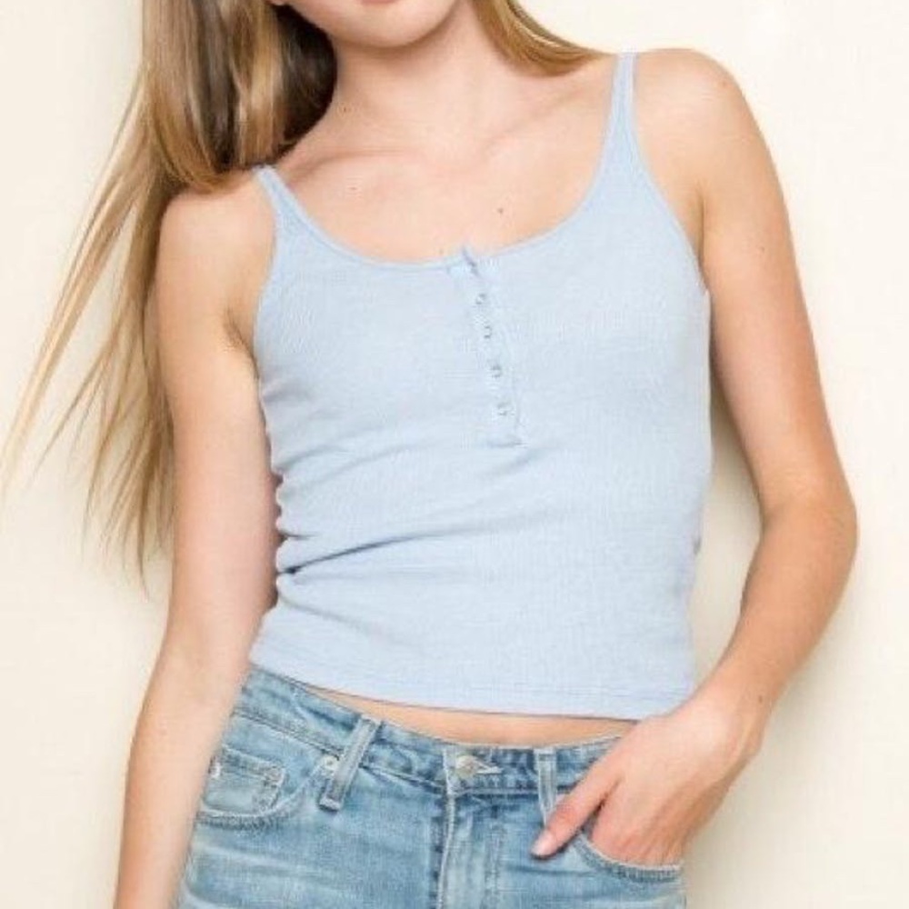 ✨3 FOR $15✨Brandy Melville Powder blue Henley tank